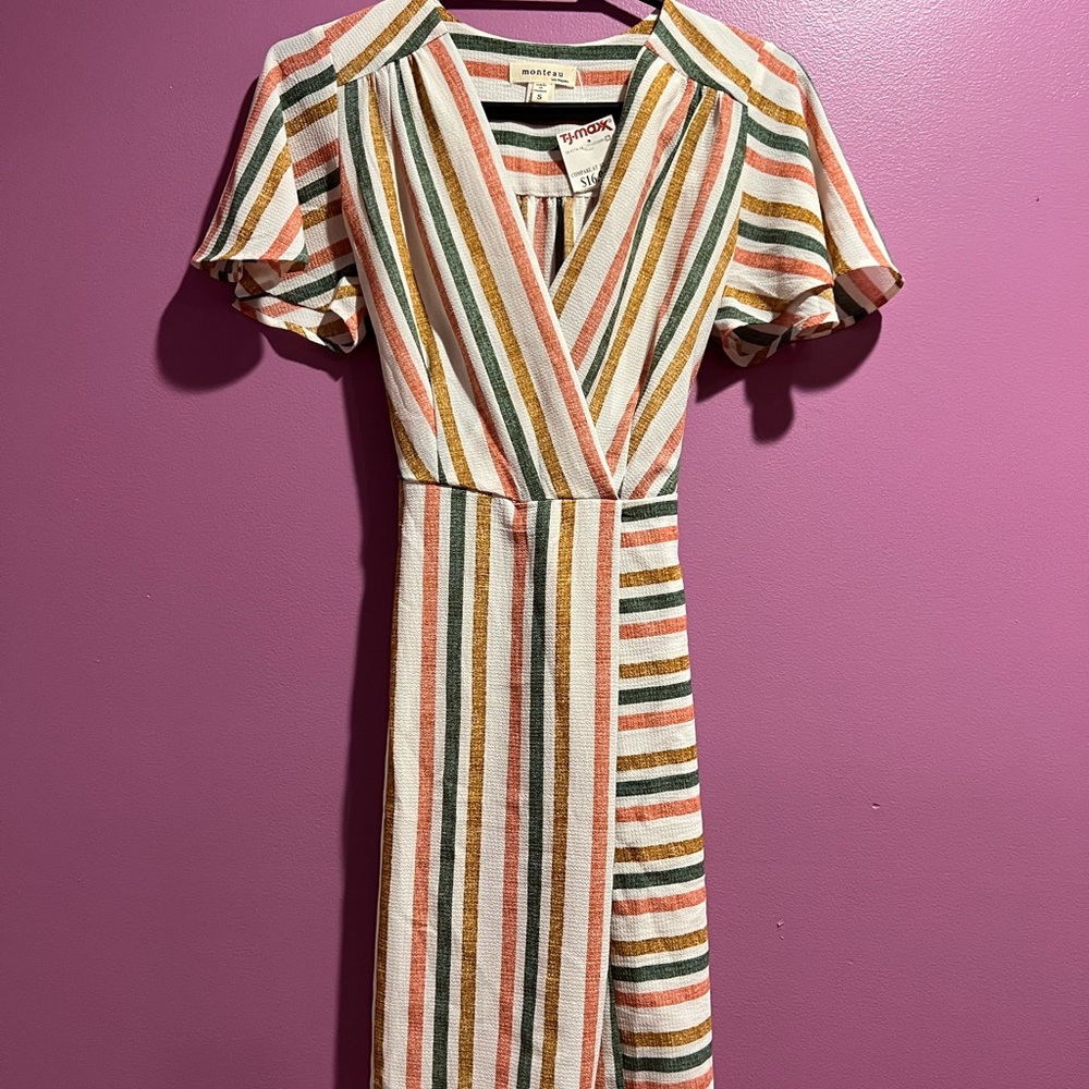 Stripped V- Neck dress